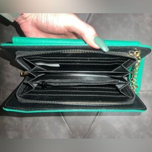 Green Clutch Wallet with Bee Accent